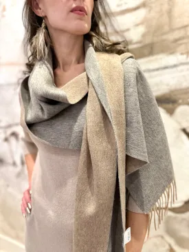 100% Cashmere Scarf Double-Sided camel/grey