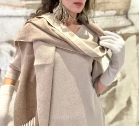100% Cashmere Scarf Double-Sided oatmeal/cream