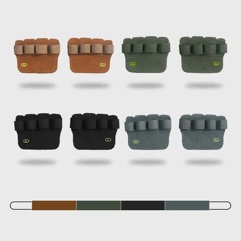 2 Pairs Dark Green Premium Leather Grip Protection for Fitness | 4-Finger Cowhide Weightlifting Gloves | Durable | Non-Slip | Abrasion-Resistant Support