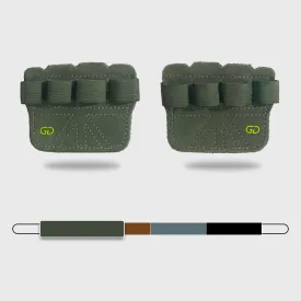 2 Pairs Dark Green Premium Leather Grip Protection for Fitness | 4-Finger Cowhide Weightlifting Gloves | Durable | Non-Slip | Abrasion-Resistant Support