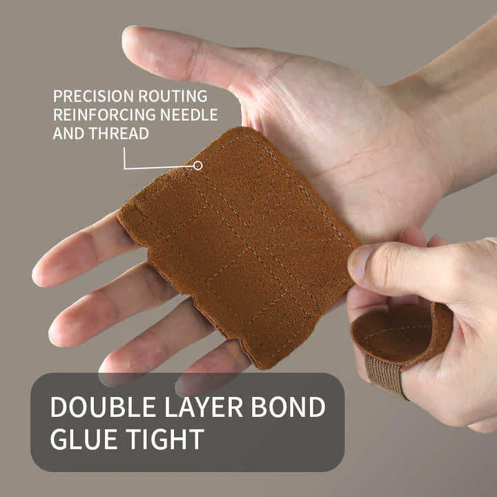2 Pairs Dark Green Premium Leather Grip Protection for Fitness | 4-Finger Cowhide Weightlifting Gloves | Durable | Non-Slip | Abrasion-Resistant Support