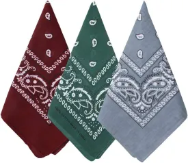 3 Pack 100% Cotton Paisley Pattern Bandanas Face Mask Square Scarf Headwear