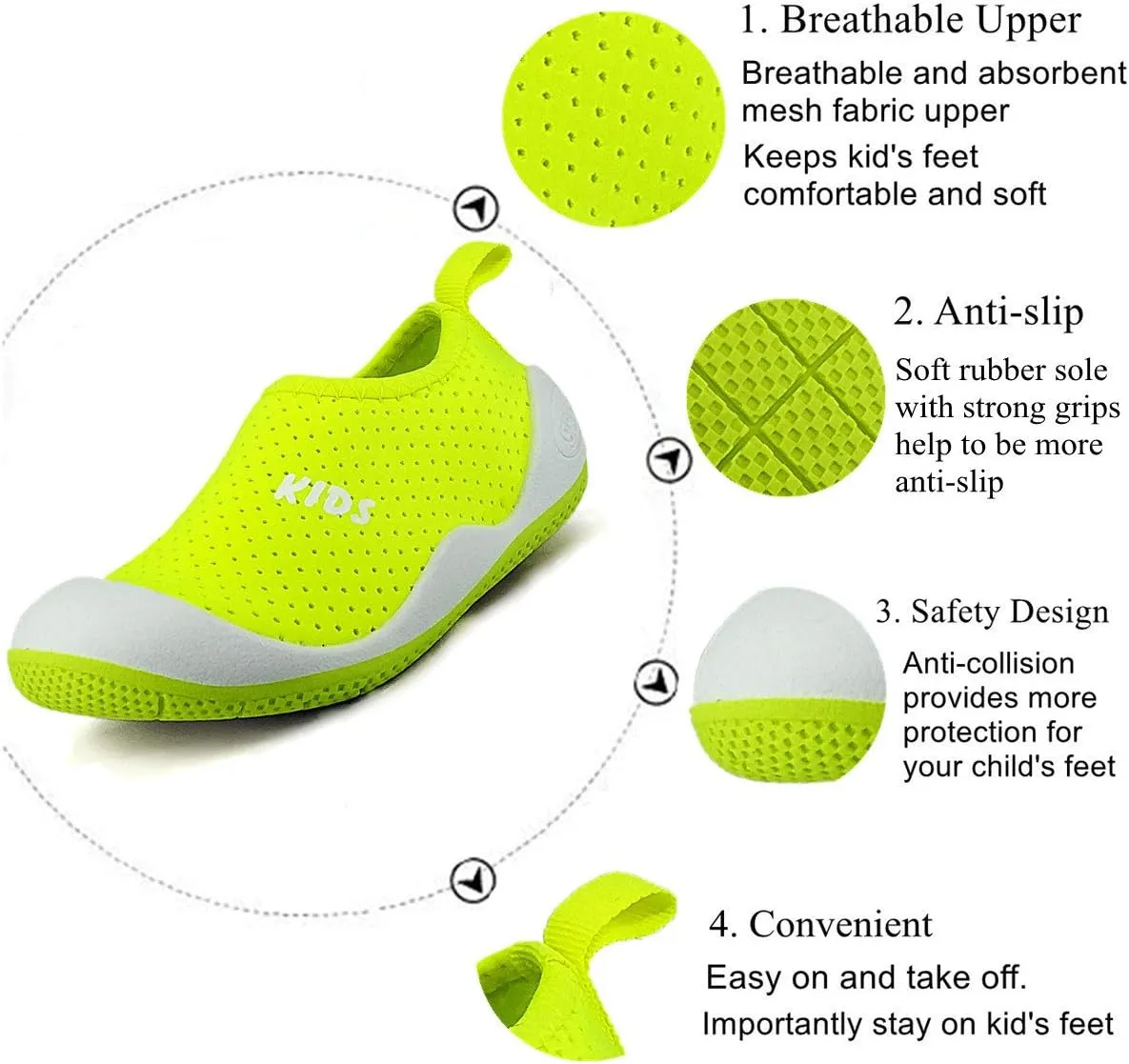Baby Boys Girls Sneakers Breathable Mesh Water Shoes Toddler Lightweight Non-Slip Beach Swim Pool Shoes
