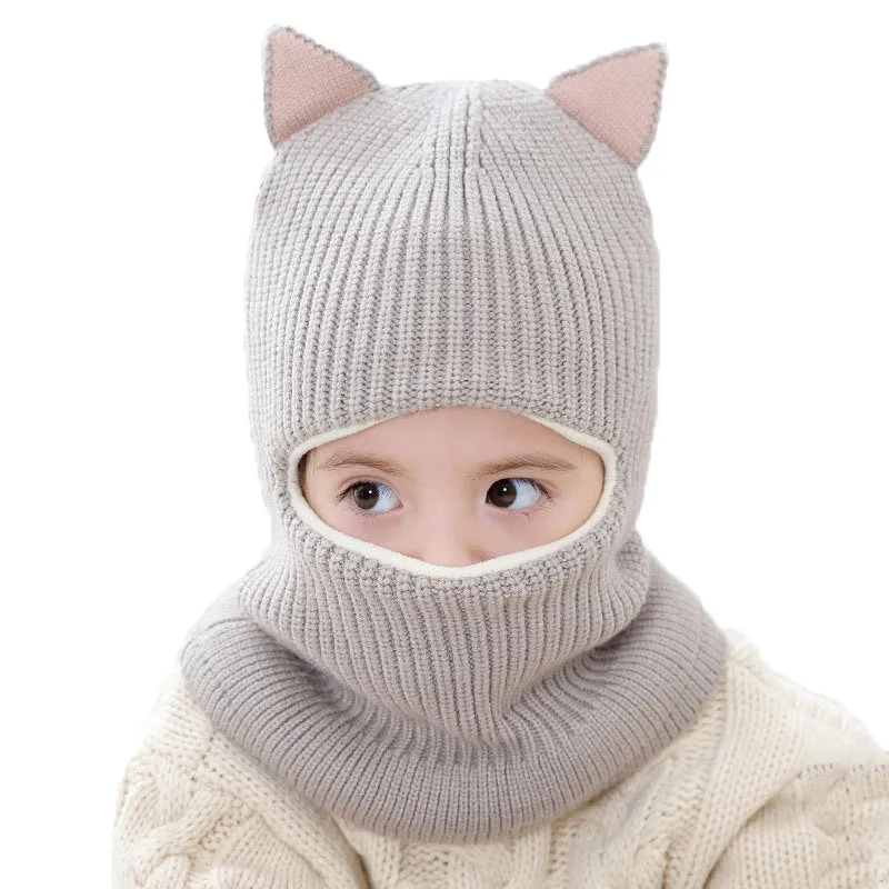 Baby Winter Knit Hat Toddler Earflap Mask Warm Beanie XZX0065