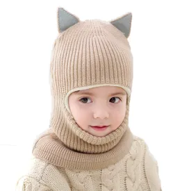Baby Winter Knit Hat Toddler Earflap Mask Warm Beanie XZX0065