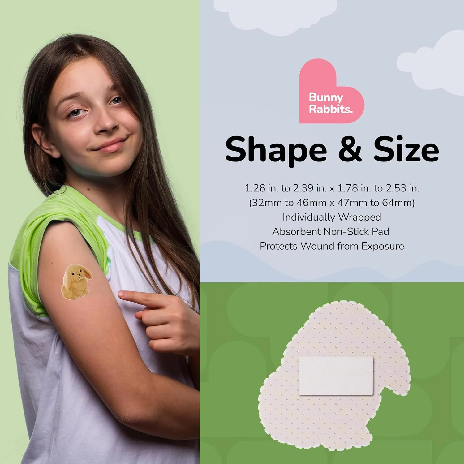 BioSwiss Bandages, Bunny Rabbits Shaped Self Adhesive Bandage, Latex Free Sterile Wound Care, Fun First Aid Kit Supplies for Kids and Adults, 24 Count