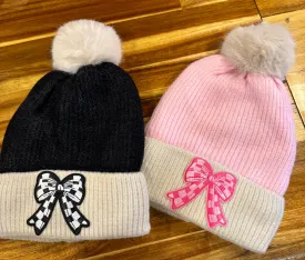 Checker Bow Beanies