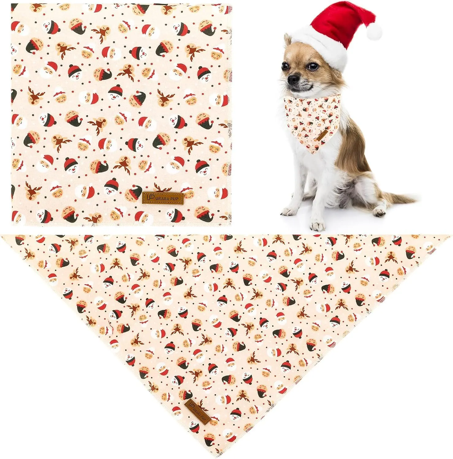 Christmas Dog Bandana, Christmas Triangle Bid Scarf with Cute Snowman, Cotton Pet Kerchief for Girl Boy Dogs or Cats, Adjustable Winter Dog Bandana for Small Medium Dogs