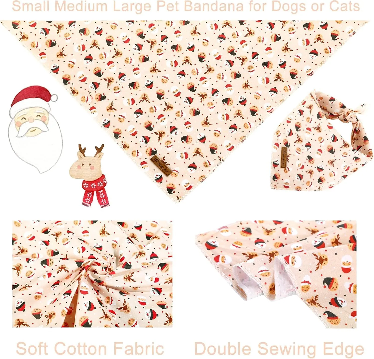 Christmas Dog Bandana, Christmas Triangle Bid Scarf with Cute Snowman, Cotton Pet Kerchief for Girl Boy Dogs or Cats, Adjustable Winter Dog Bandana for Small Medium Dogs