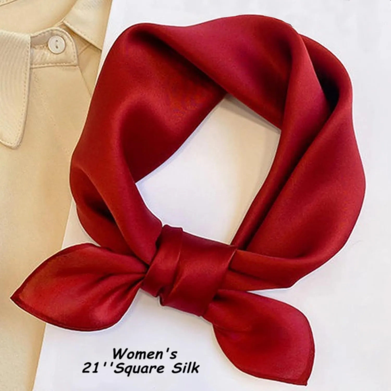 Ciormis 100% Mulberry Silk Scarf - Women's 21''/27'' Square Real Silk Hair Head Scarf Neckerchief with Gift Packaged