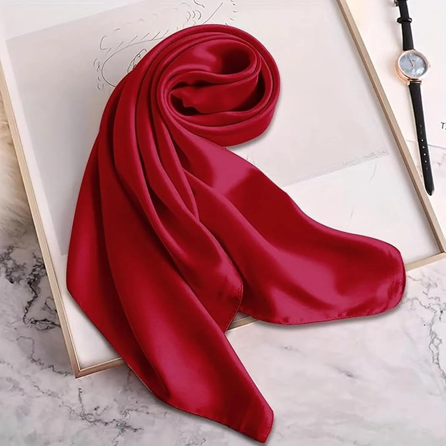 Ciormis 100% Mulberry Silk Scarf - Women's 21''/27'' Square Real Silk Hair Head Scarf Neckerchief with Gift Packaged