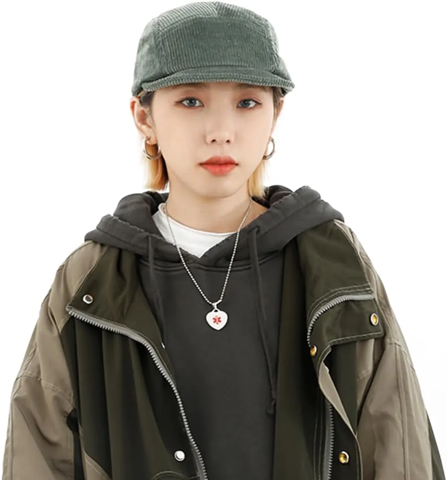 Clakllie Corduroy 5 Panel Hat Short Brim Baseball Cap Urban Street Flat Bill Hats Cooling Trucker Hats Snapback Fitted Cap