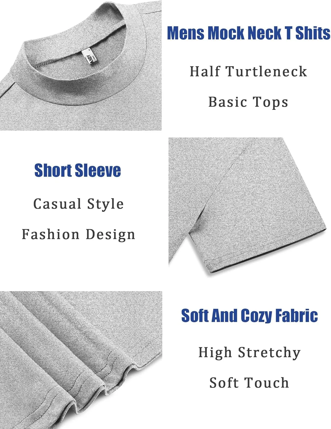 COOFANDY Men's Mock Turtleneck T Shirt Short Sleeve Slim Fit Basic Casual Undershirt Solid Color Pullover Tee