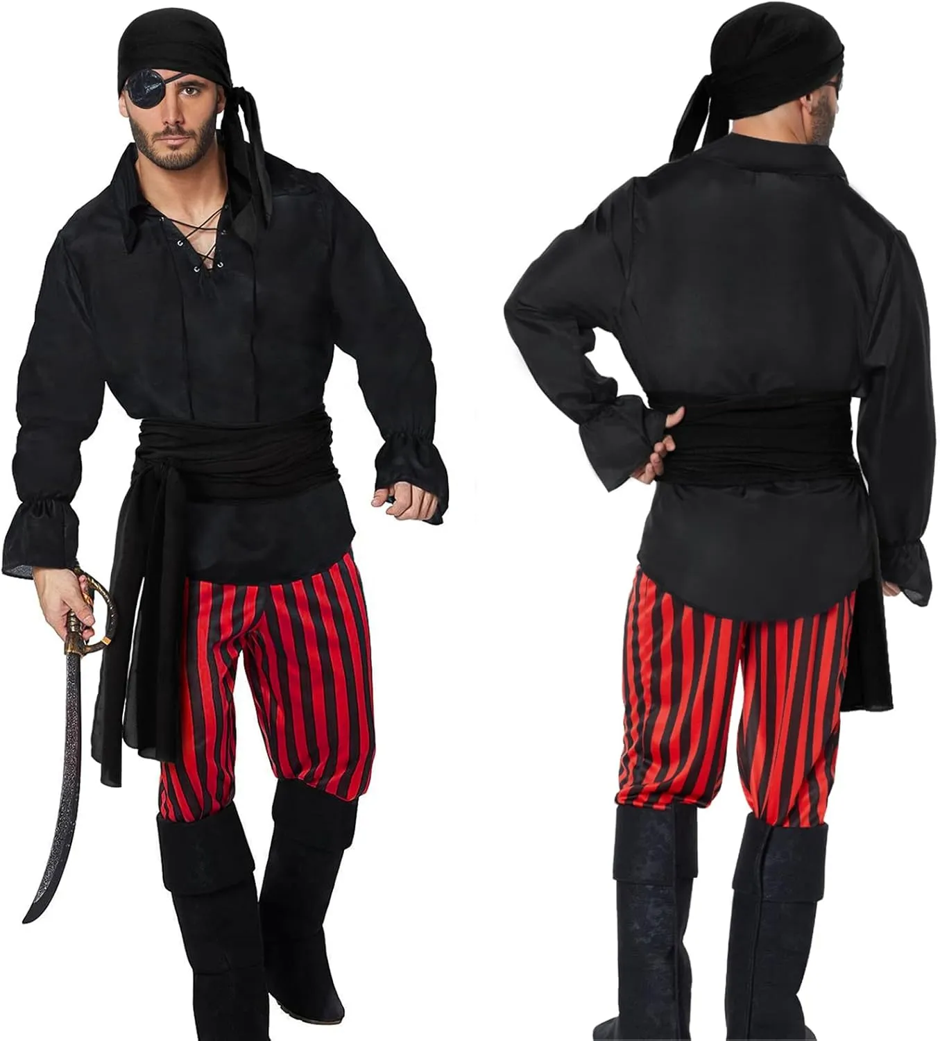 Costume Accessories: Plus Size Pirate Scarf Belt Waist Sash and Head Bandanas for Halloween Women Men