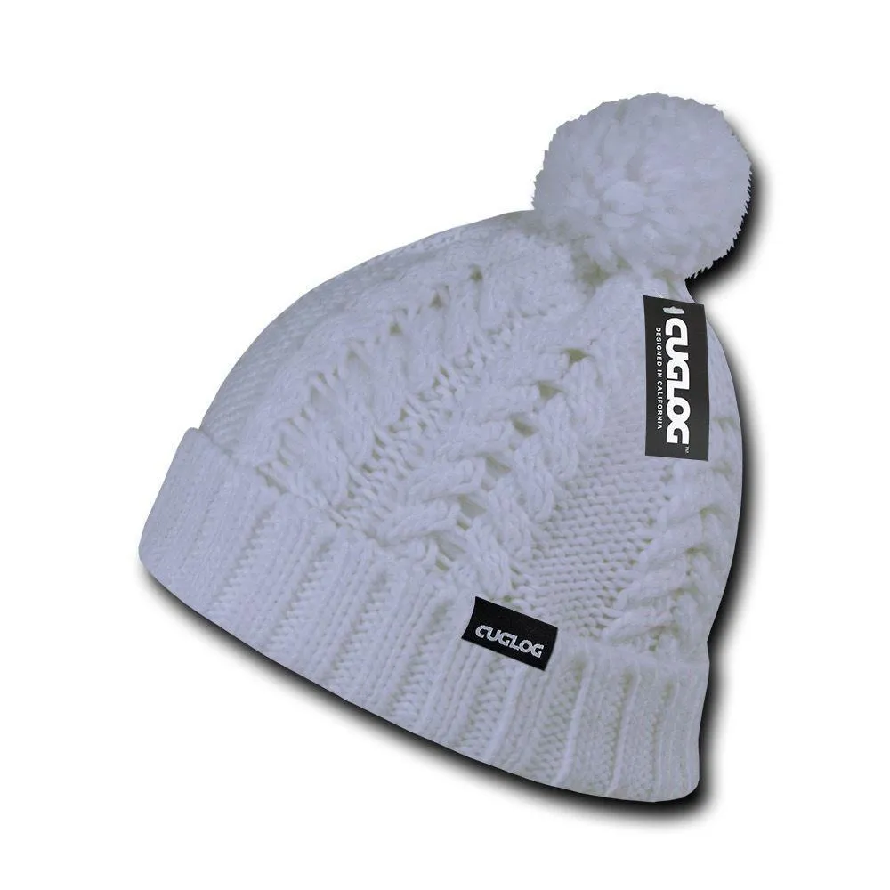Cuglog Vesuvious Cuffed Beanies Long Pom Pom Style Winter Caps Hats