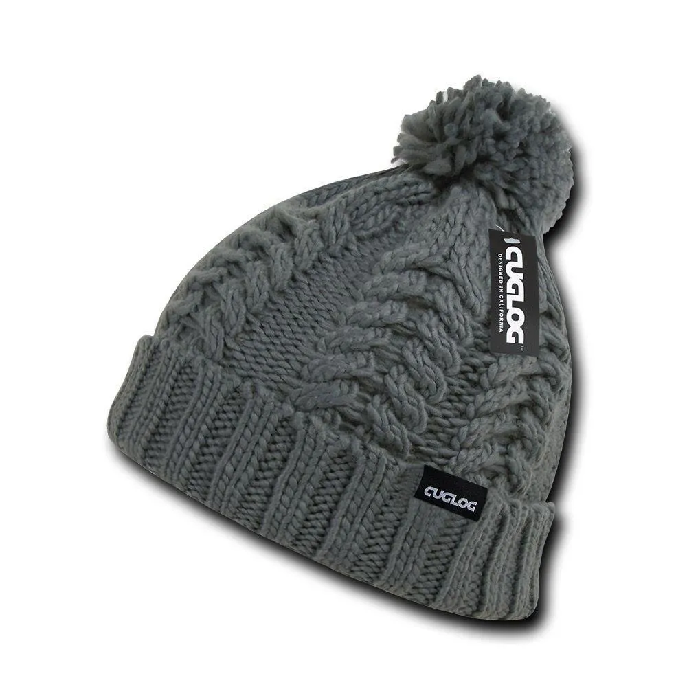 Cuglog Vesuvious Cuffed Beanies Long Pom Pom Style Winter Caps Hats