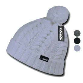 Cuglog Vesuvious Cuffed Beanies Long Pom Pom Style Winter Caps Hats