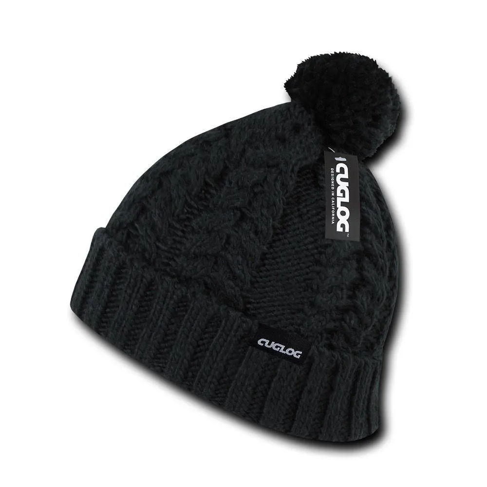 Cuglog Vesuvious Cuffed Beanies Long Pom Pom Style Winter Caps Hats