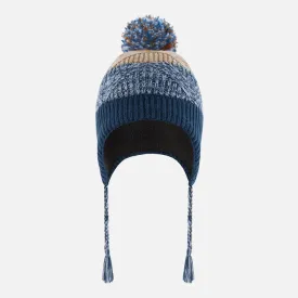 Deux Par Deux Peruvian Knit Hat - Teal Blue Colorblock