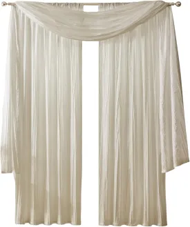 Elrene Home Fashions Athena Faux Crushed-Silk Window Curtain Panel and Valance Set, 52"x95" (2 Panels) & 1 Valance, Ivory