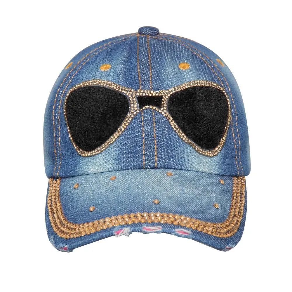 Fabseasons DenimBlue Denim Shades Studded Cap , Adjustable strap