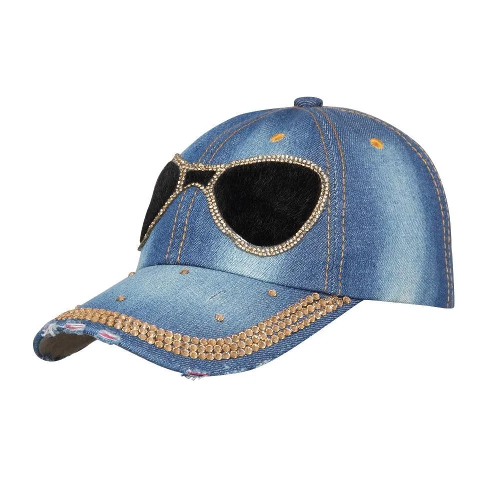 Fabseasons DenimBlue Denim Shades Studded Cap , Adjustable strap