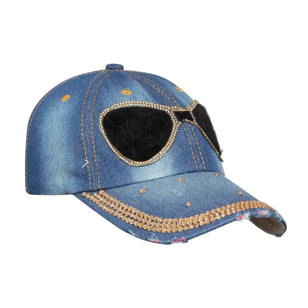 Fabseasons DenimBlue Denim Shades Studded Cap , Adjustable strap