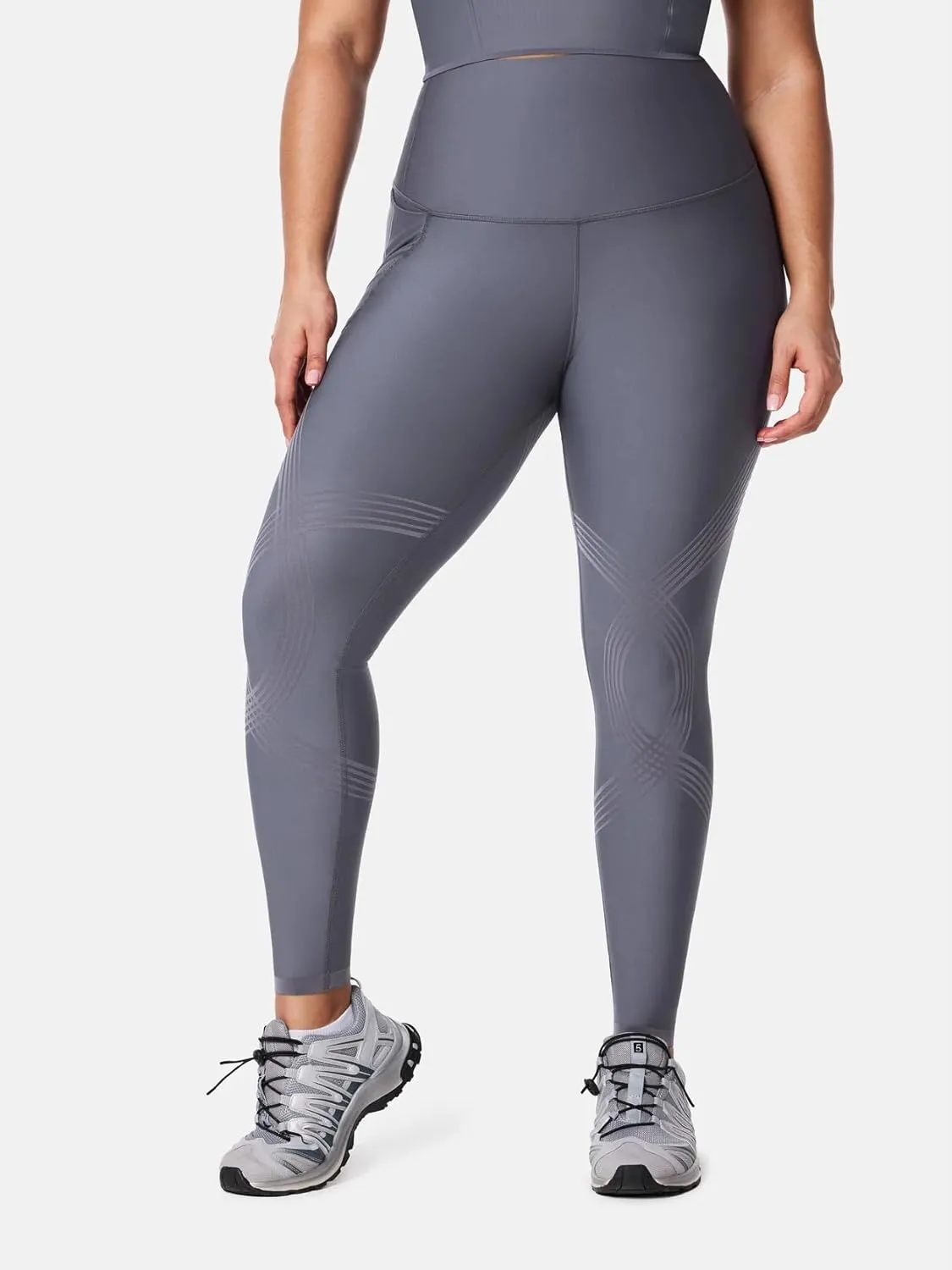 Fanka Compression Body Sculpt Side Pocket Leggings for Women No See Through Reversible Wear High Waisted Yoga Pants Workout