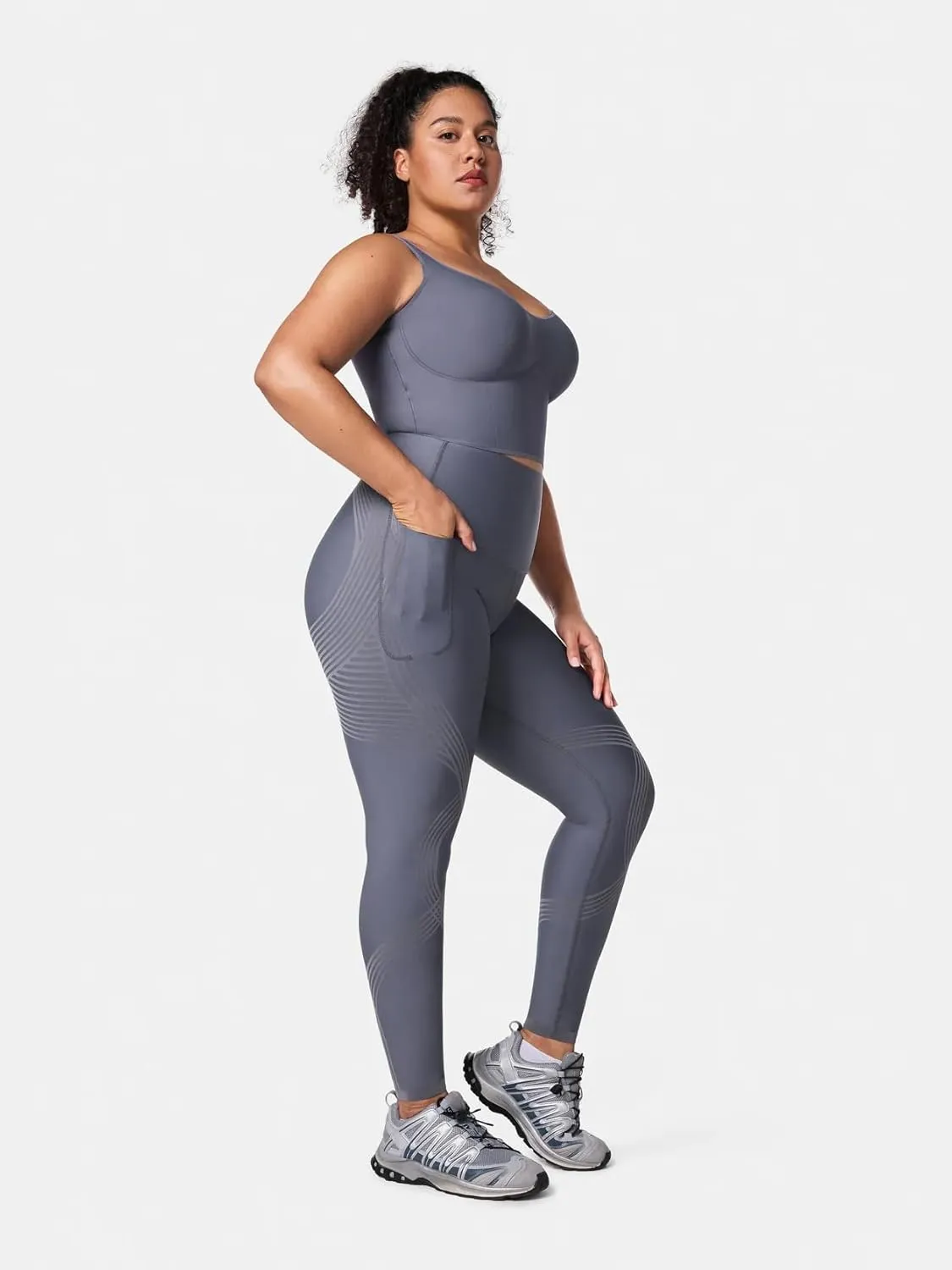 Fanka Compression Body Sculpt Side Pocket Leggings for Women No See Through Reversible Wear High Waisted Yoga Pants Workout