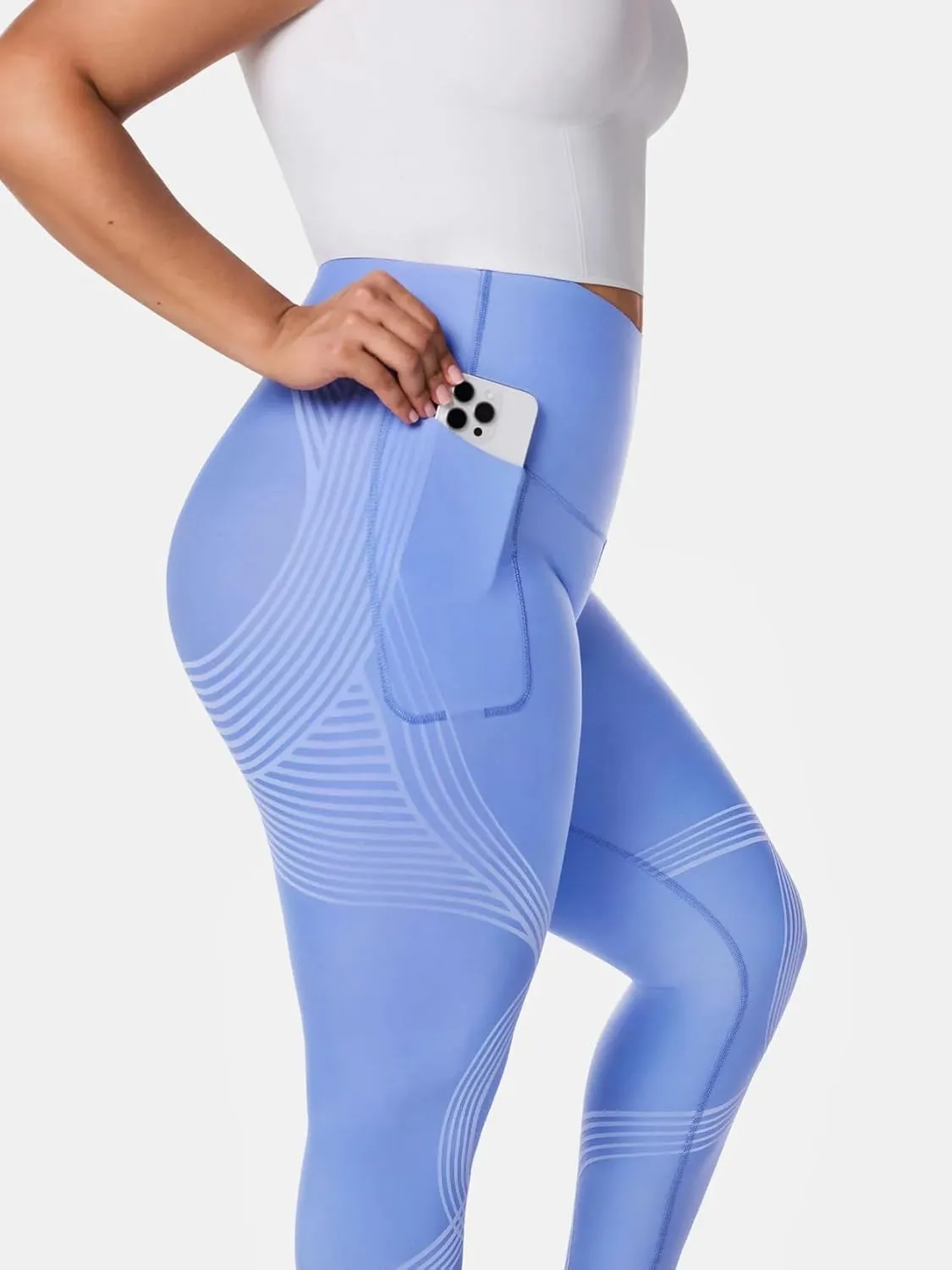 Fanka Compression Body Sculpt Side Pocket Leggings for Women No See Through Reversible Wear High Waisted Yoga Pants Workout