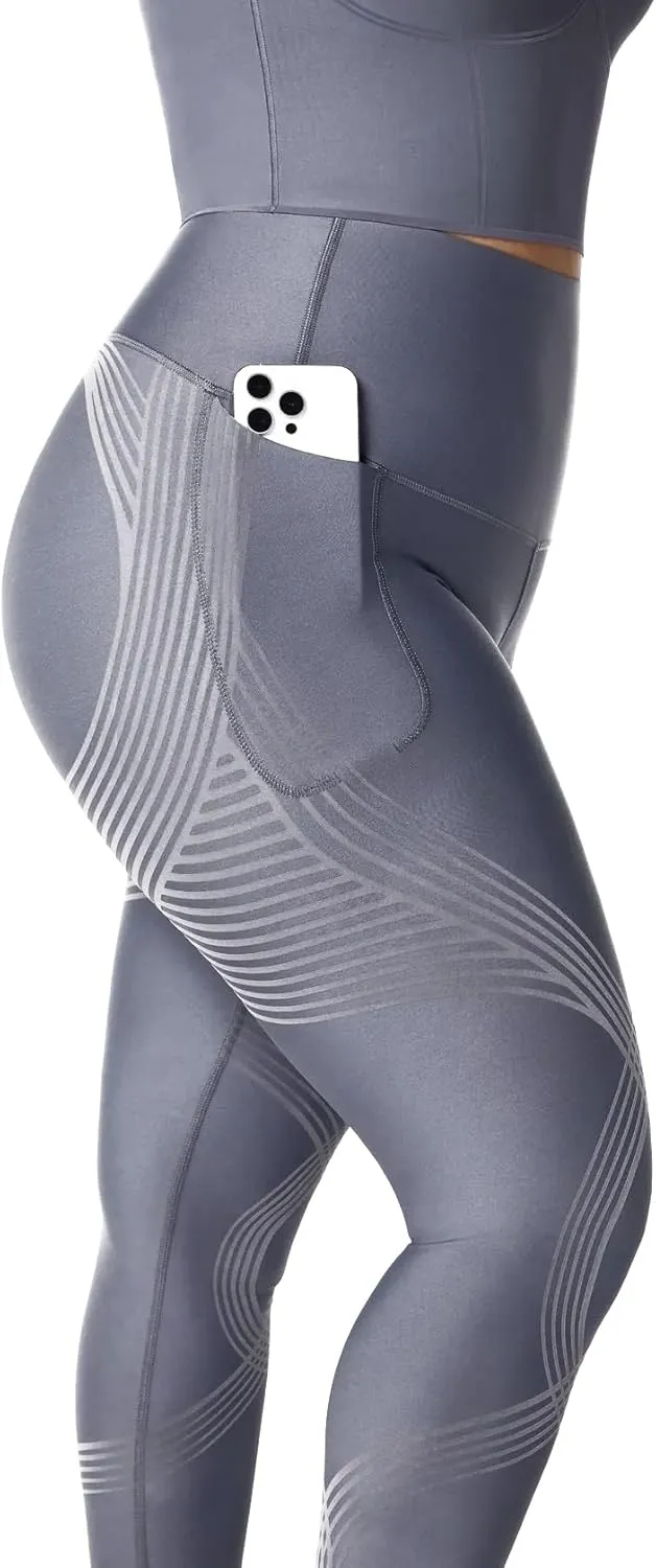 Fanka Compression Body Sculpt Side Pocket Leggings for Women No See Through Reversible Wear High Waisted Yoga Pants Workout
