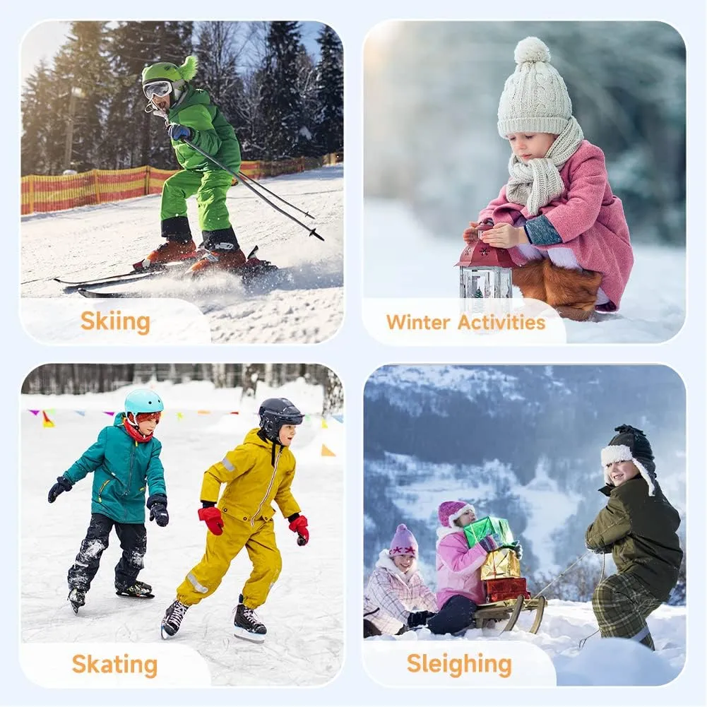 findway Kids Ski Socks, 2 Pairs Thermal Thick Warm Winter Cozy Socks for Skiing Snowboarding Boys Girls