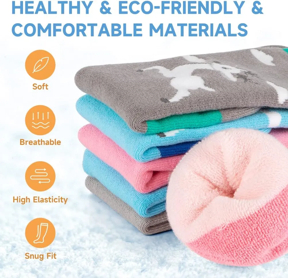 findway Kids Ski Socks, 2 Pairs Thermal Thick Warm Winter Cozy Socks for Skiing Snowboarding Boys Girls