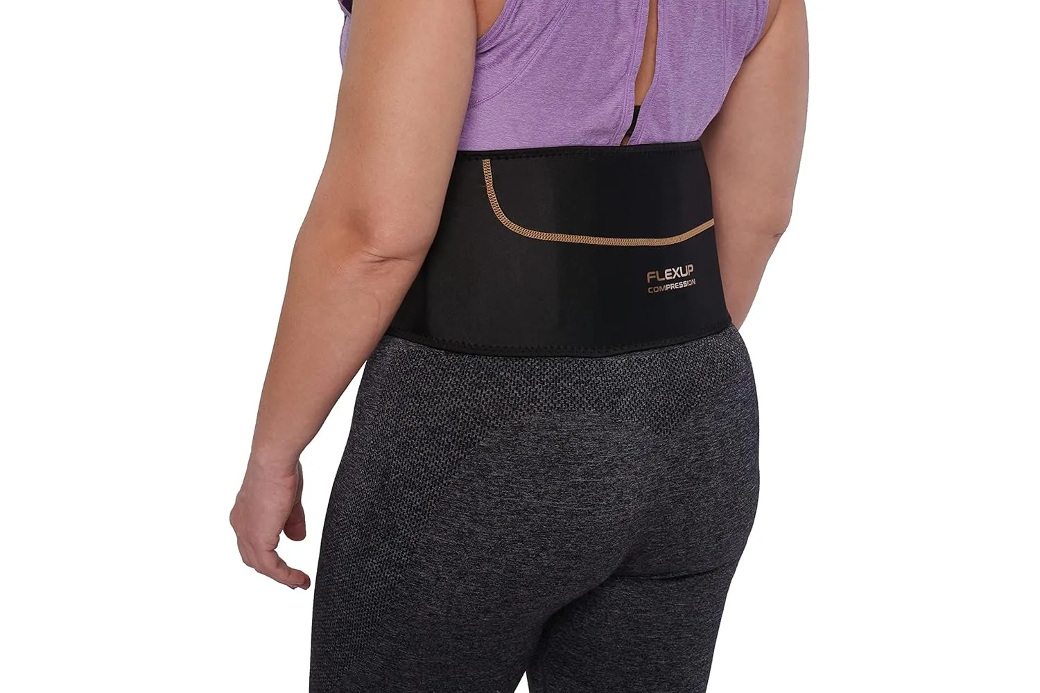Flexup Lower Back Support Brace, Lumbar Support Belt, Lightweight Flexible Copper Infused Compression Back Brace for Men and Women for Everyday Use (S/M)