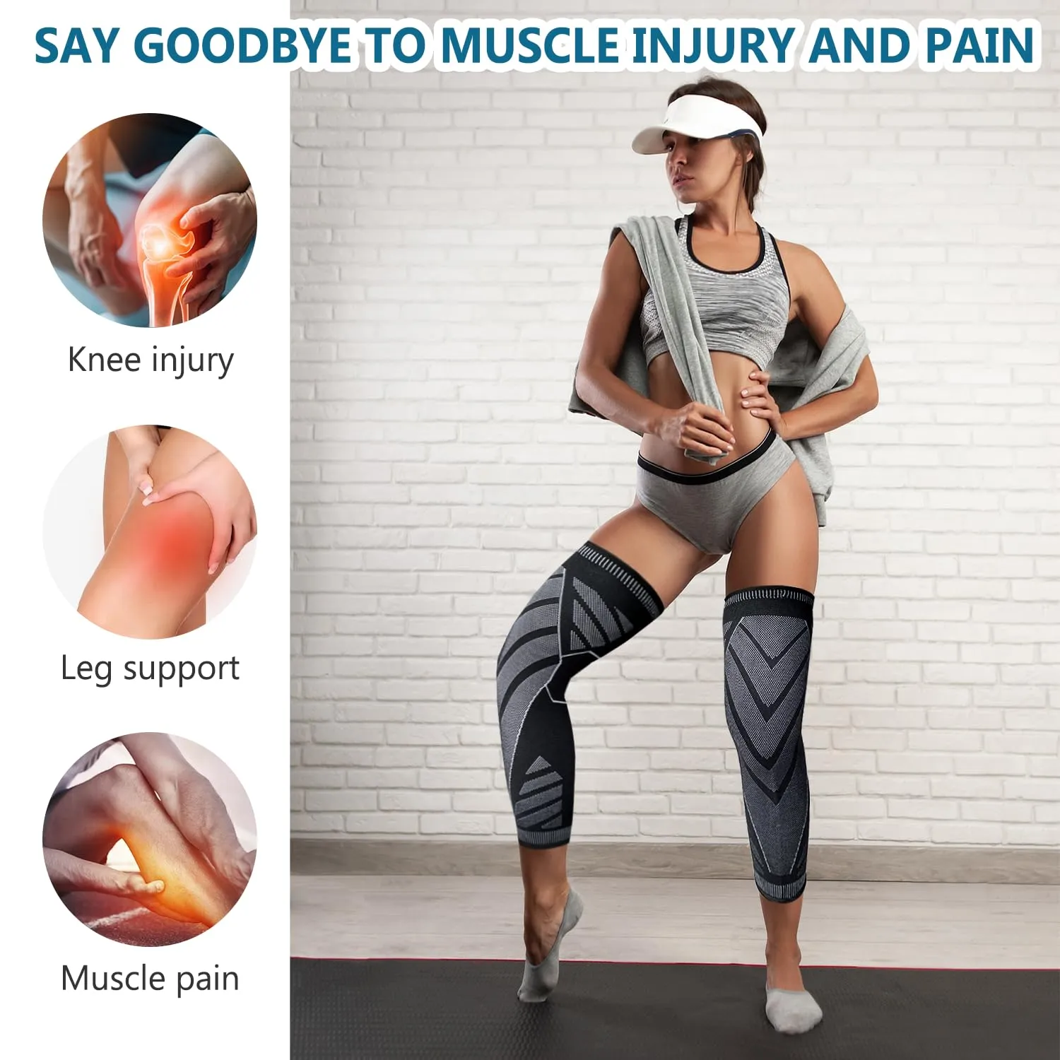 Flytex Full Leg Compression Sleeve - Long Knee Compression Sleeves for Men & Women Basketball, Cycling, Arthritis (2PCS) (XX-Large)