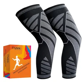 Flytex Full Leg Compression Sleeve - Long Knee Compression Sleeves for Men & Women Basketball, Cycling, Arthritis (2PCS) (XX-Large)
