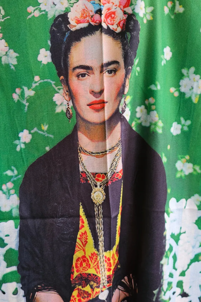 Frida Kahlo Cashmere Scarf with Roses in her hair