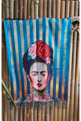 Frida Kahlo Cashmere Scarf with Roses in her hair