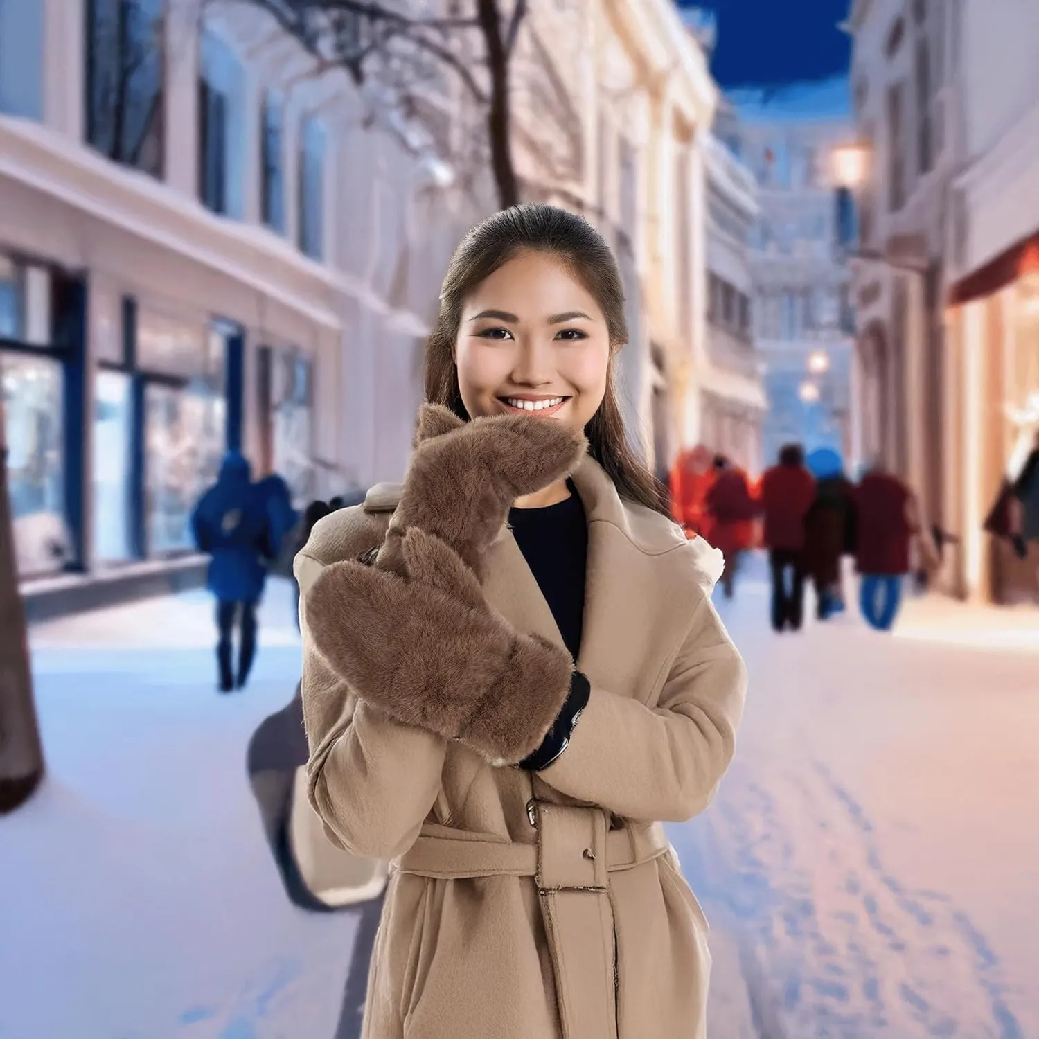Funky Junque Fuzzy Mittens for Women Faux Fur Cold Weather Gloves Fleece Lined Cute Furry Fluffy Warm Winter Fashion