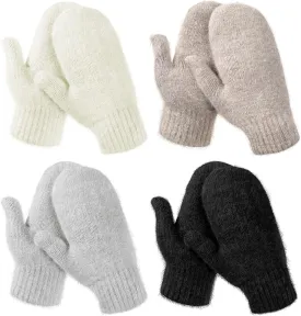 Hicarer Women's Winter Mittens - Knitted Gloves, Warm Fleece & Double Wool