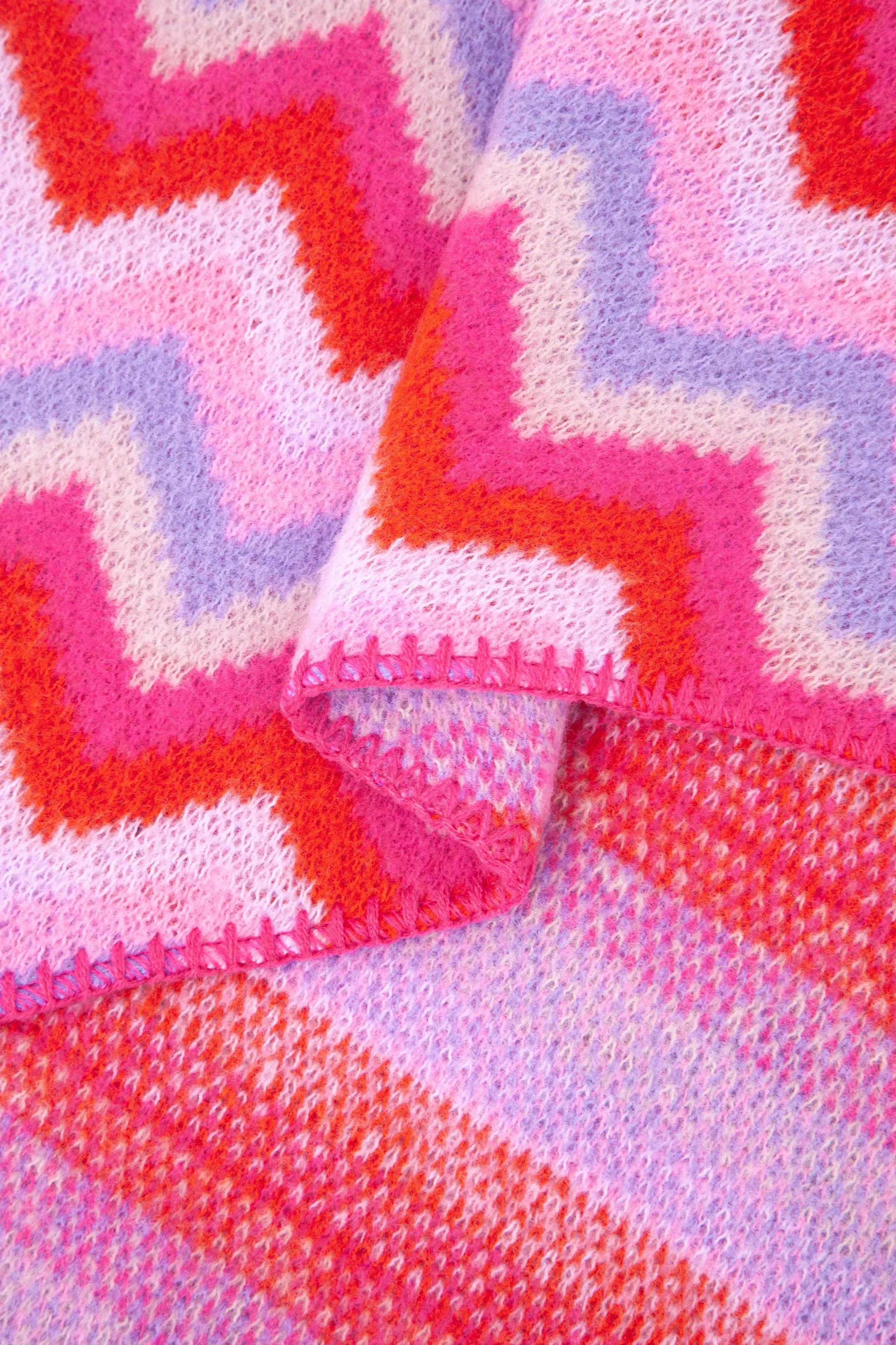 Honor Heavyweight Scarf - Pink/Lilac, Zig Zag