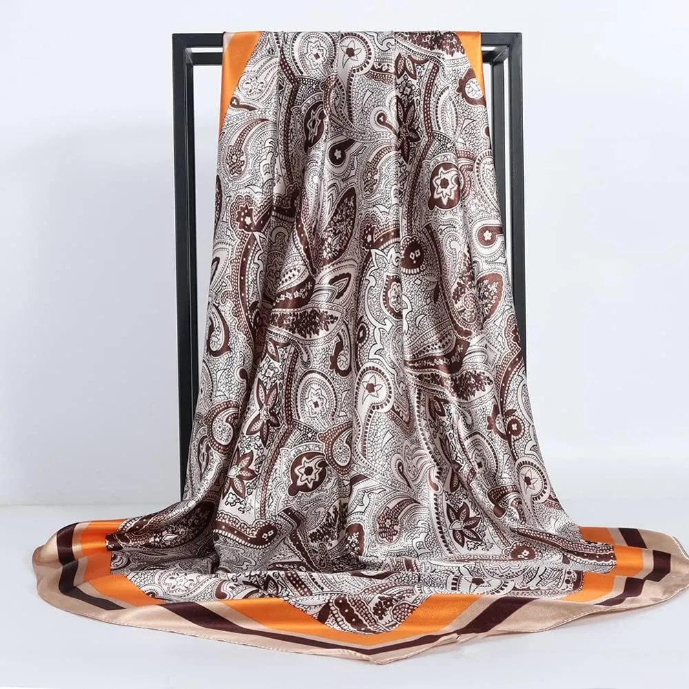 K-Elewon 35" Large Women's Satin Square Silk Feeling Hair Scarf Wrap Headscarf