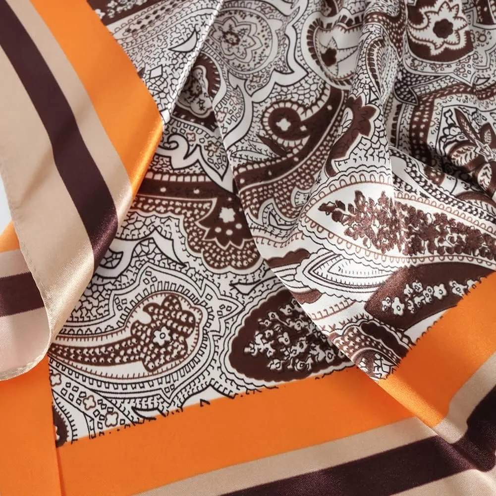 K-Elewon 35" Large Women's Satin Square Silk Feeling Hair Scarf Wrap Headscarf