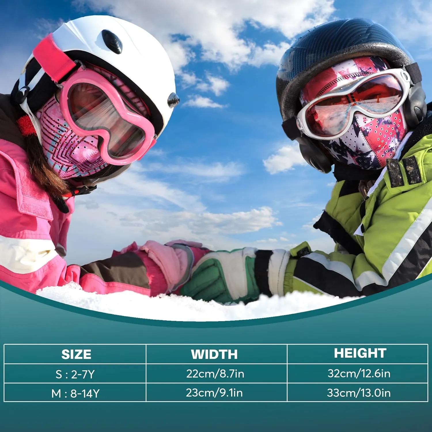 Kids Ski Mask, Winter Warm Breathable Balaclava Face Mask for Boys Girls Snowboarding Snow Sports