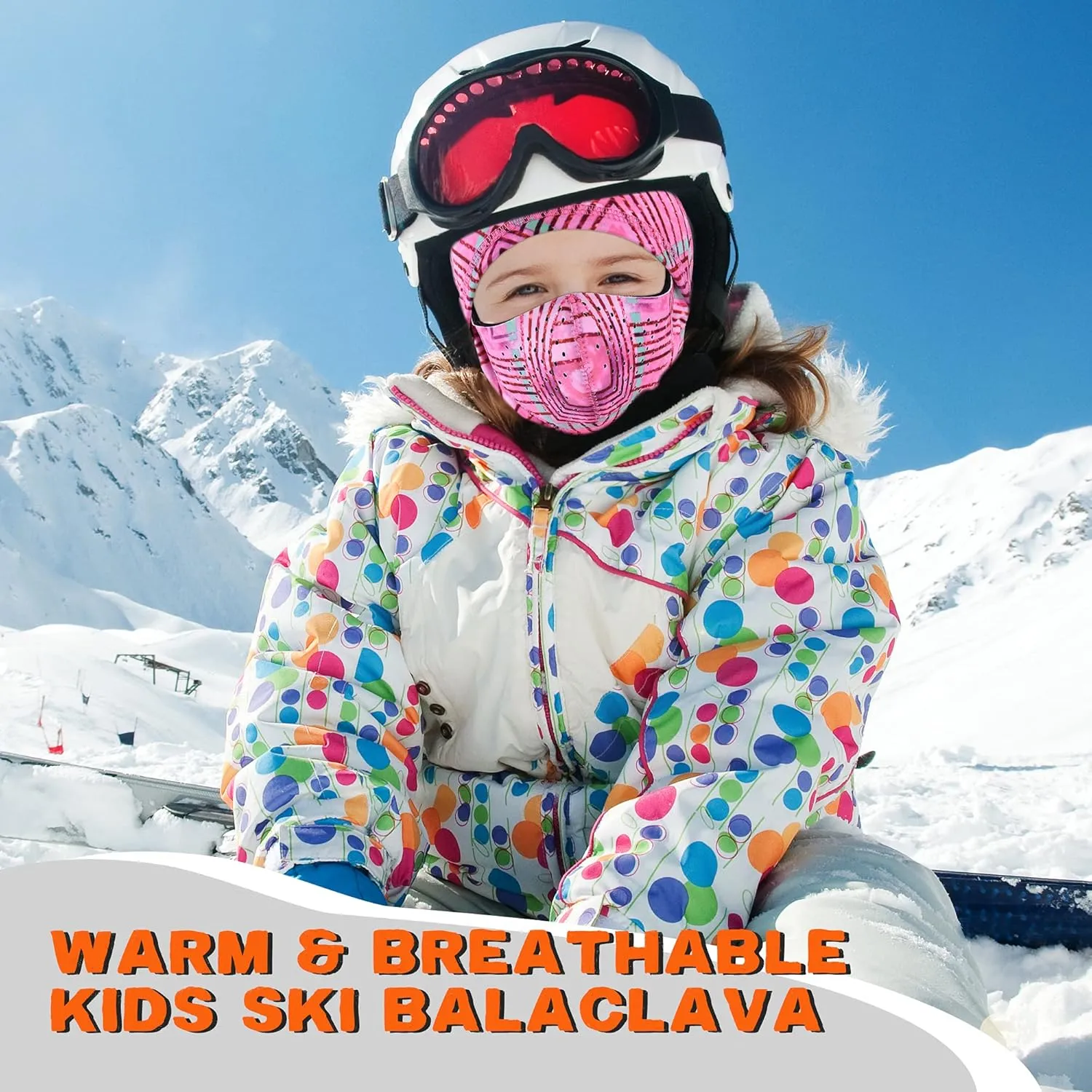 Kids Ski Mask, Winter Warm Breathable Balaclava Face Mask for Boys Girls Snowboarding Snow Sports