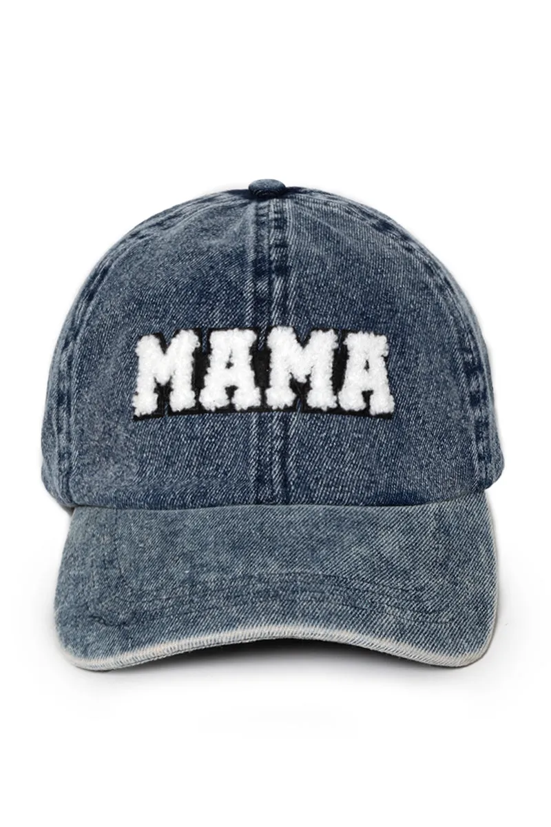 LCAP3029 - Chenille MAMA Patch Denim Baseball Cap