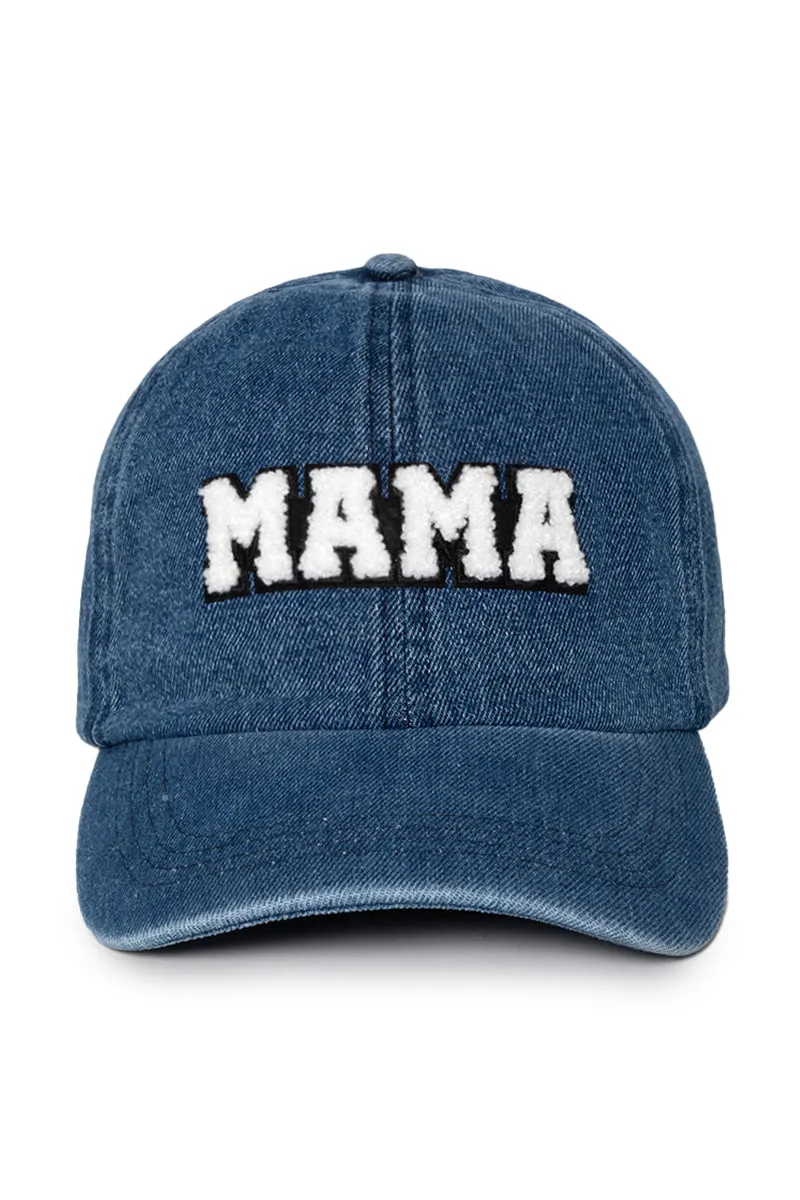 LCAP3029 - Chenille MAMA Patch Denim Baseball Cap