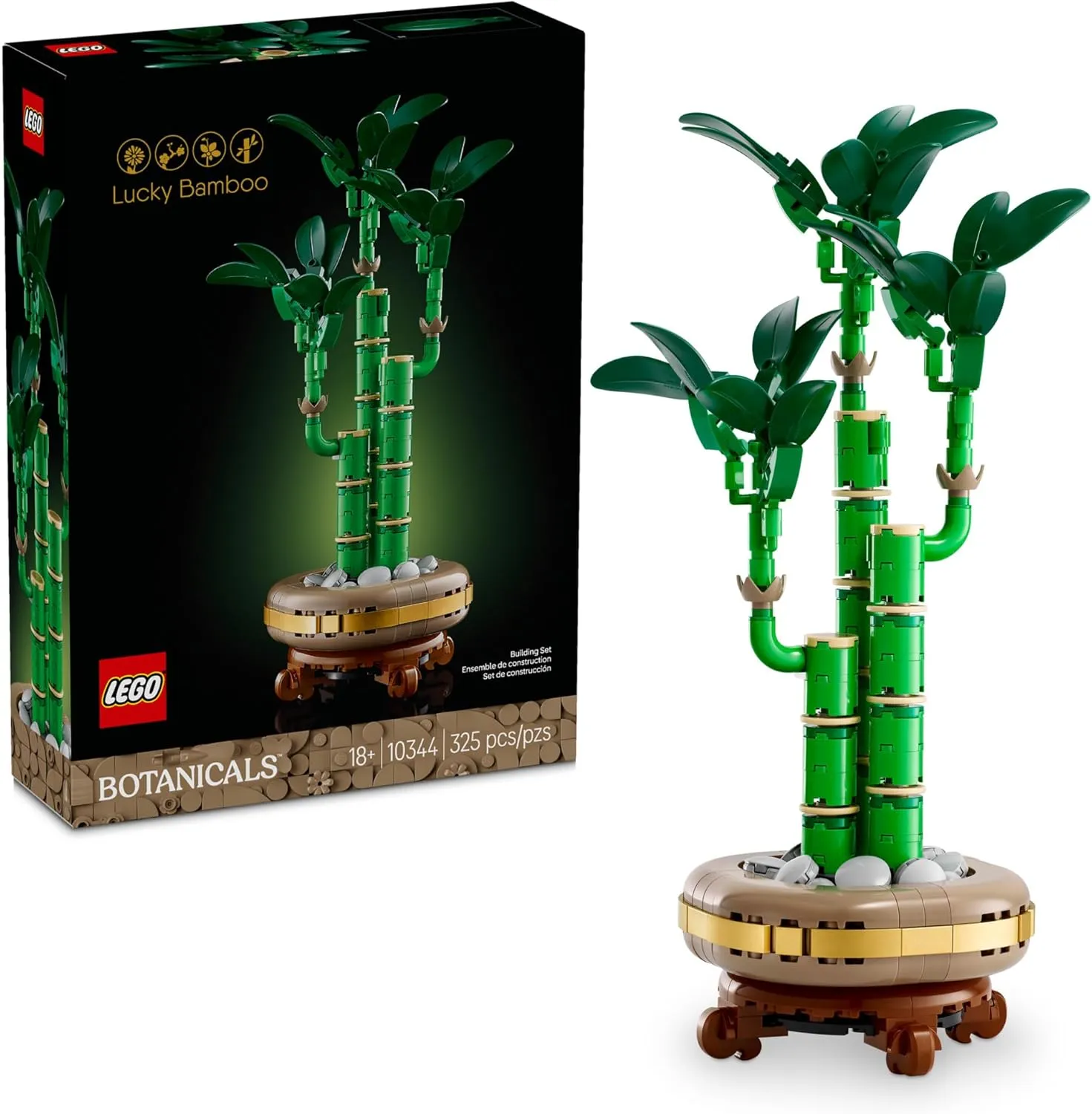 LEGO Botanicals Lucky Bamboo Building Set - Artificial Plant for Indoor Home Dcor, Adults Ages 18  - Fake Plant Decoration for Table, Desk, Office - Gift for Graduation - 10344