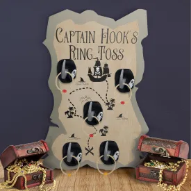 Libima Pirate Game Hook Ring Toss Set Pirate Theme Party Supplies 31 x 12 Inch Voyage Party Game Board with 1 Captain Hat 5 Hooks and Rope Toss Rings Game Gifts for Captain Birthday Decor and Supplies