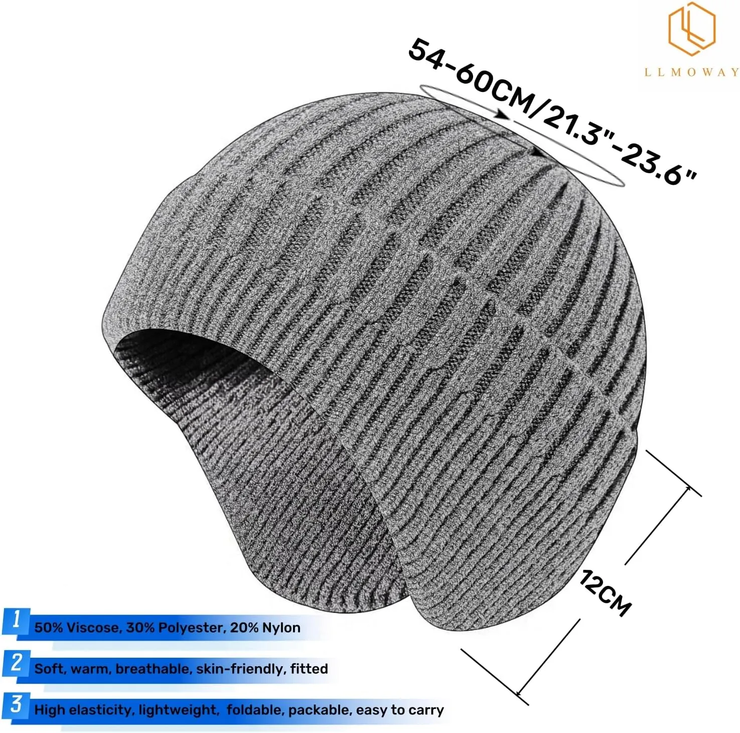 LLmoway Knit Beanie with Earflap Warm Winter Hat Soft Lightweight Stocking Cap for Men Women Youth Cold Weather Outdoor